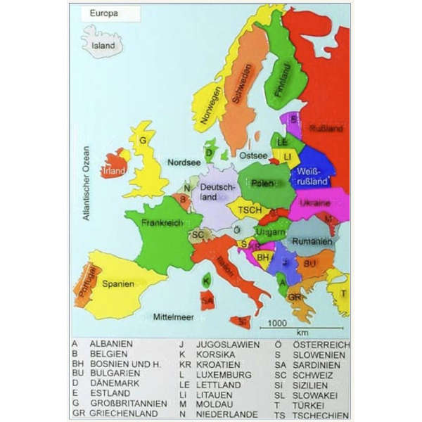 1. Reliefkarte Staaten der Europäischen Union