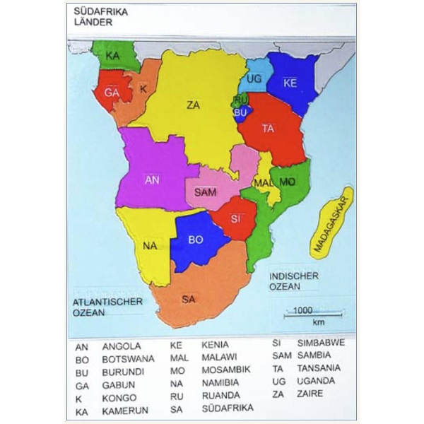 Reliefkarte südliches Afrika