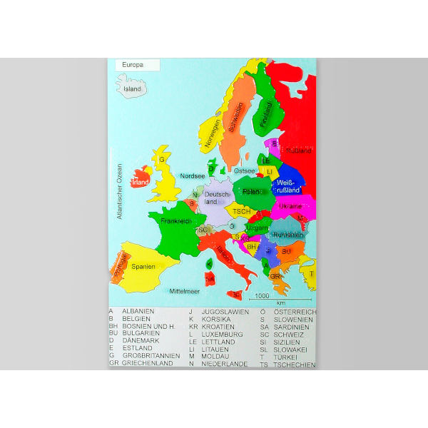Reliefkarte Staaten der Europäischen Union